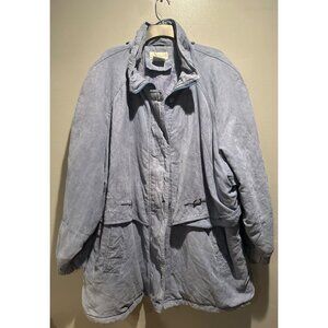 Charles Klein Blue Suede Coat Jacket Women’s Zipper Vintage Outerwear Chic